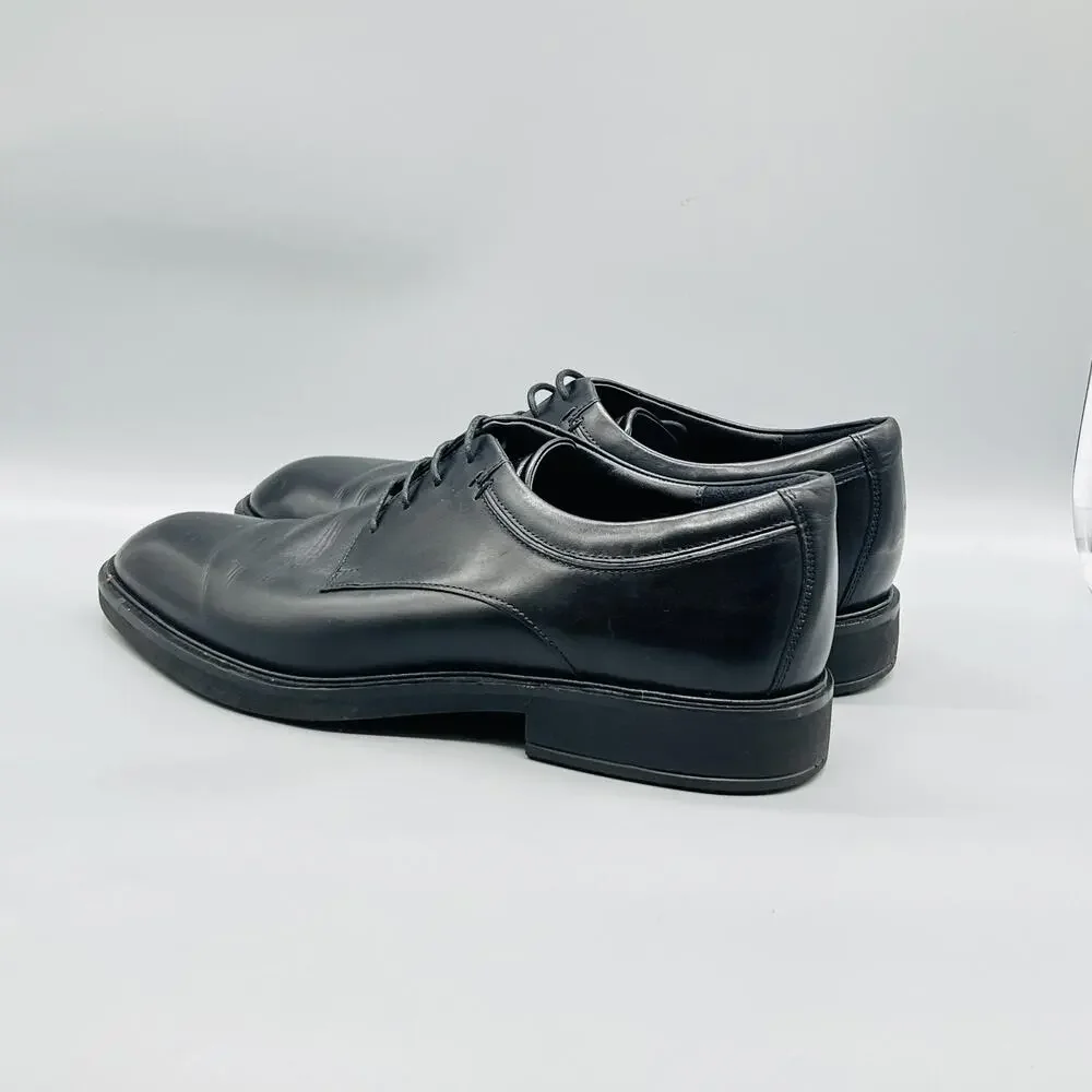 ECCO Shoes Mens 12 Black Leather Lace Up Derby Oxford Dress Comfort Classic